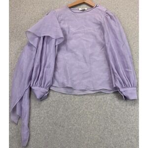 Elise Womens Blouse Top Lavender Tiered Ruffle Classic Puff Sleeve Classic S
